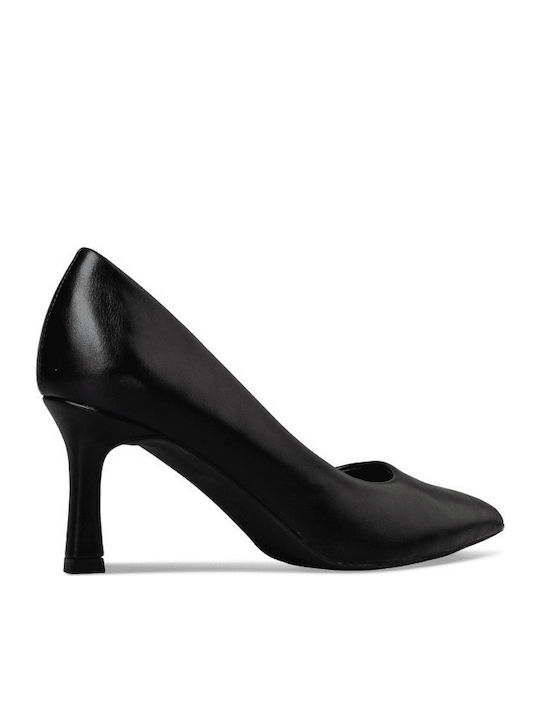 Synthetic Leather Black Heels