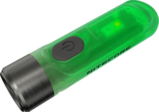 NiteCore Rechargeable Keychain Flashlight LED UV IP66 with Maximum Brightness 300lm Tiki Gitd Glow in The Dark Green Silver