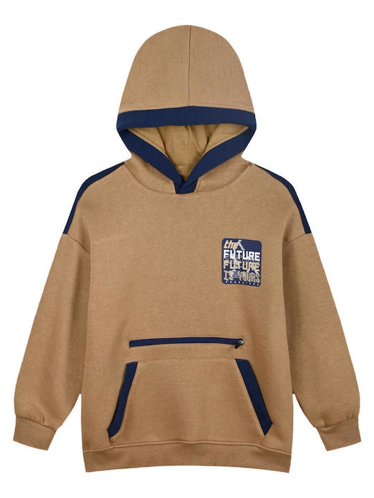 Kids Sweatshirt with Hood and Pockets Mocha Future Is Yours