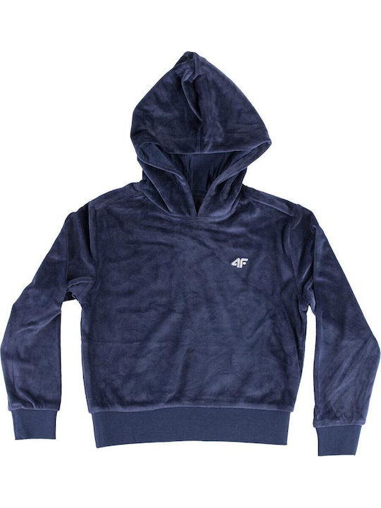 Kinder-Sweatshirt mit Kapuze und Taschen Marineblau
