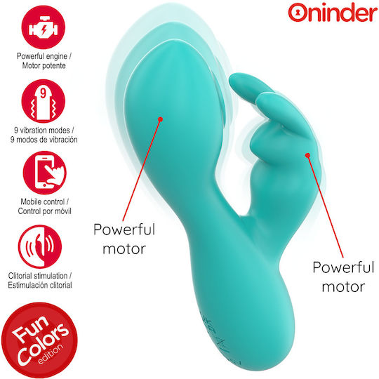 Oninder Cute Mini Δονητής Rabbit με Απομακρυσμένο Έλεγχο 3cm Τιρκουάζ