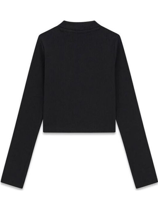 Παιδικό Crop Top Μακρυμάνικο Μαύρο