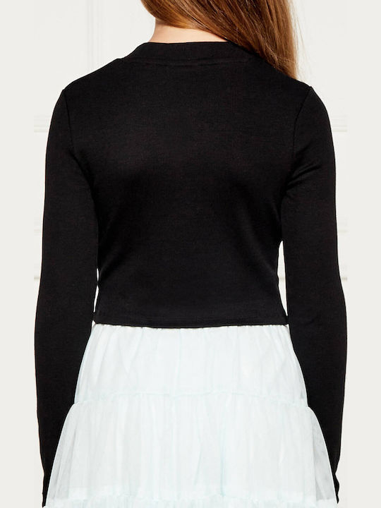 Παιδικό Crop Top Μακρυμάνικο Μαύρο