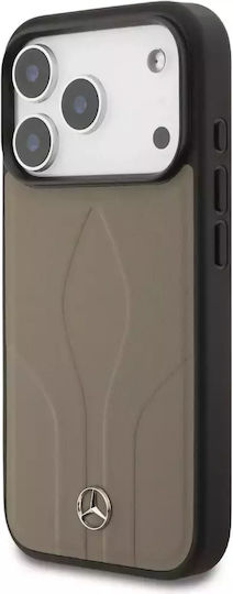 Mercedes-Benz Umschlag Rückseite Leder / Kunststoff / Silikon Braun (iPhone 17 Pro)