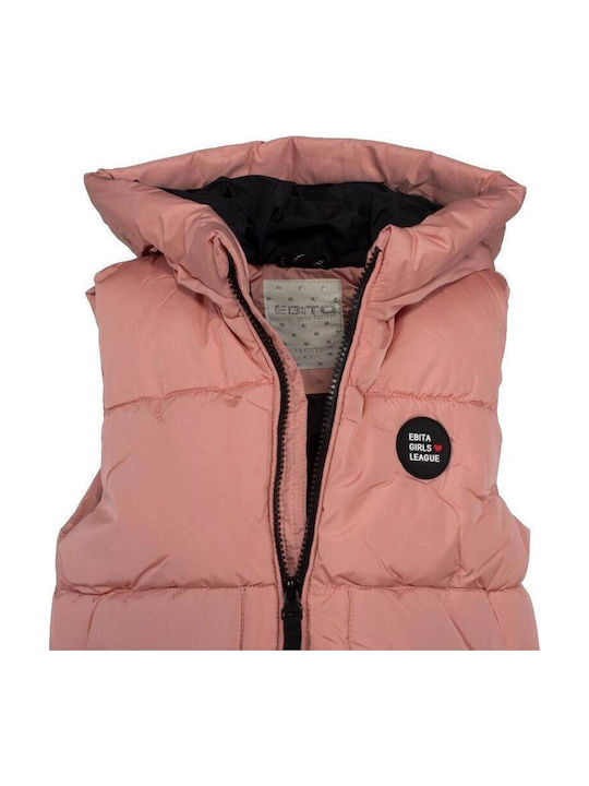 Kids' Casual Jacket Sleeveless with Hood Pink