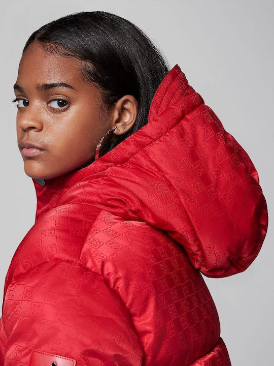 Kinder Sportjacke Kurz mit Kapuze Rot