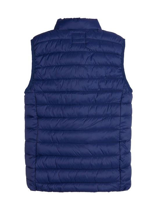 Kids' Quilted Jacket Sleeveless Short Blue