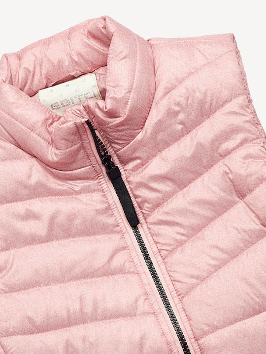 Kids' Quilted Jacket Sleeveless Short Pink