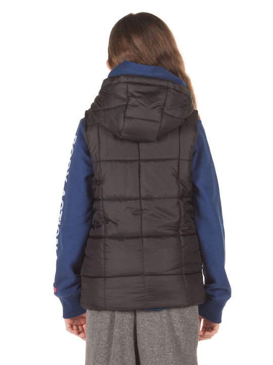 Kids' Sports Jacket Sleeveless Short with Hood Black