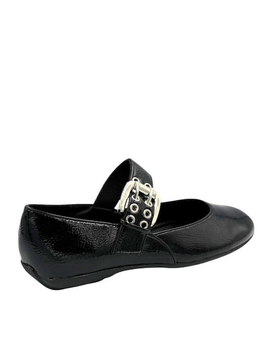 Anatomic Patent Leather Ballerinas With strap Black