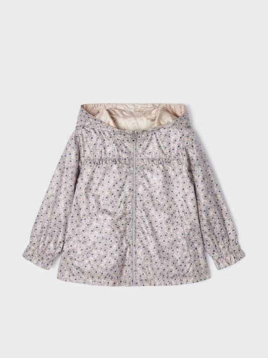 Kids' Casual Jacket Short Windproof Double Sided with Hood Beige