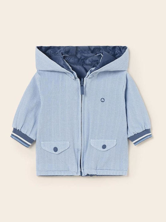 Kinder Freizeitjacke Kurz Winddicht Beidseitig mit Kapuze Blau