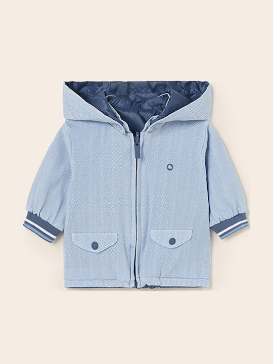 Kinder Freizeitjacke Kurz Winddicht Beidseitig mit Kapuze Blau