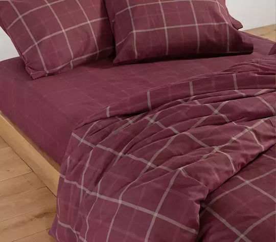 Nef-Nef Homeware Комплект Плик за Завивка Фланелен Единичен с Калъфка 160x230 Monη Bordo