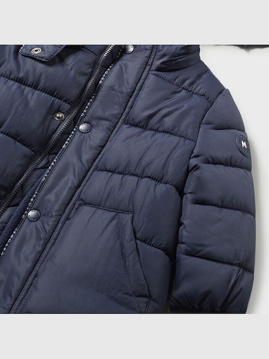 Kids' Quilted Jacket Long with Hood Navy Blue
