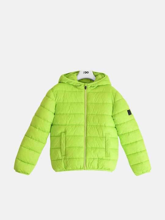 Kids' Quilted Jacket Short with Hood Green