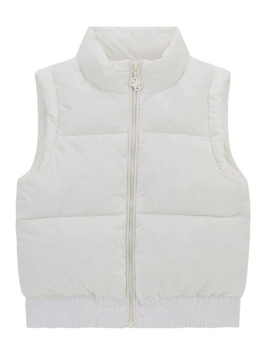 Kids' Quilted Jacket Sleeveless Short White