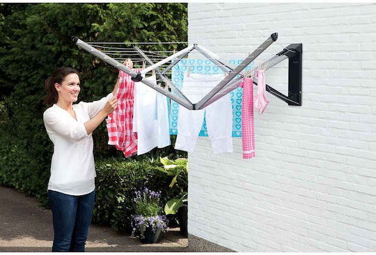Brabantia WallFix Dryer Πτυσσόμενη Απλώστρα Τοίχου Μεταλλική με Μήκος Απλώματος 24m