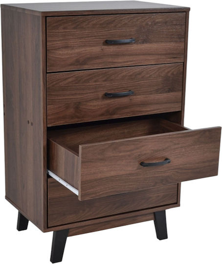 Συρταριέρα Креватокамарас Дървена с 4 чекмеджета Walnut Color 60x40x93бр