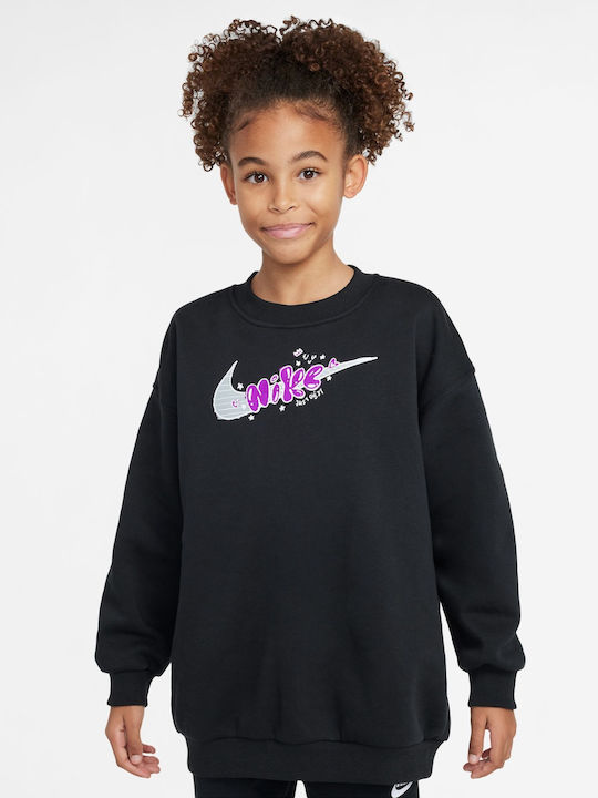 Fleece Παιδικό Φούτερ Μαύρο Sportswear Club