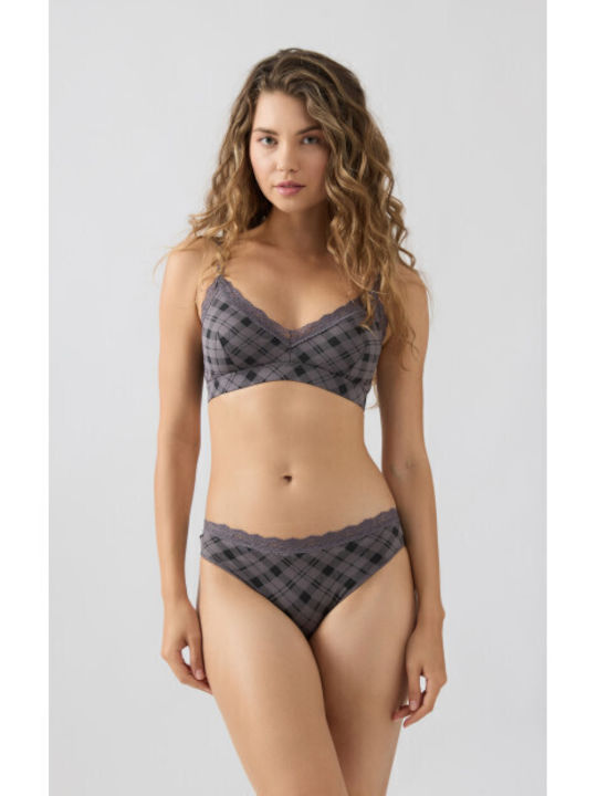 Minerva Fimelle Elegance Bralette Tencel Modal Light Removable Padding-90-8152b-Pouro-Black Plaid