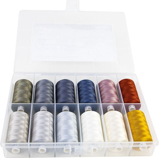 Set De Cusut Fir De Bumbac Cu Finisaj Mătăsos 12 Conuri X 1000 M Kit De Quilting Pasionat Mettler Cu Finisaj Mătăsos 40