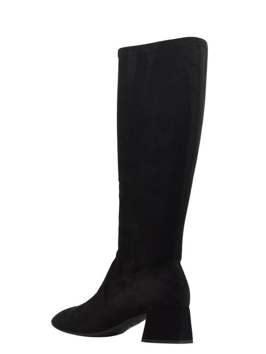 Suede Women's Boots with Zipper Black