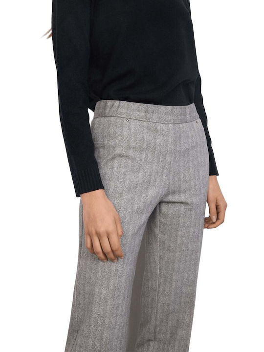 Damen Stoff Hose mit Gummizug Black
