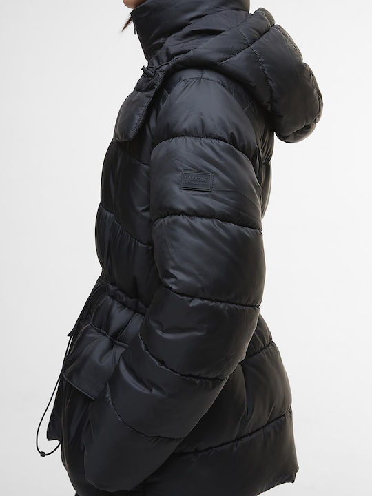 Women's Puffer Jacket for Winter with Hood Black
