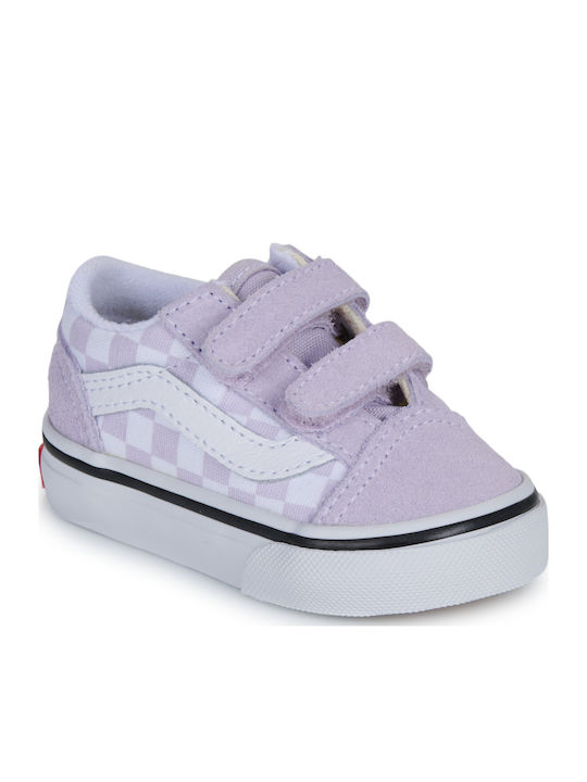 Old Skool Kids Sneakers with Hoop & Loop Closure Lilac