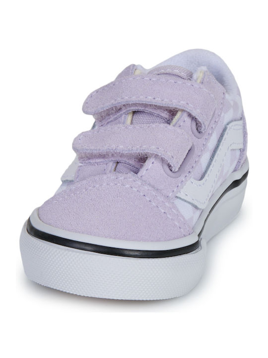 Old Skool Kids Sneakers with Hoop & Loop Closure Lilac