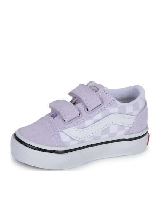 Old Skool Kids Sneakers with Hoop & Loop Closure Lilac