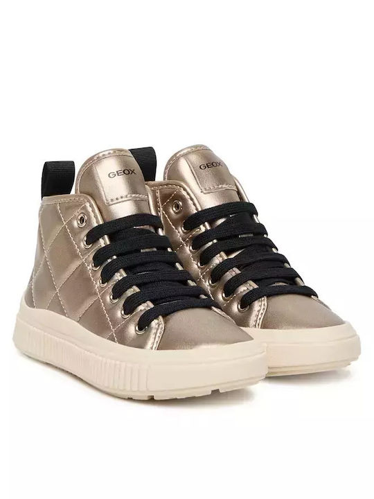 Laquinny Leather Kids Ankle Boots with Zipper Gold