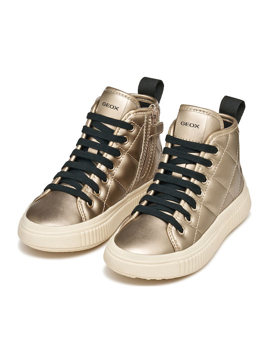 Laquinny Leather Kids Ankle Boots with Zipper Gold