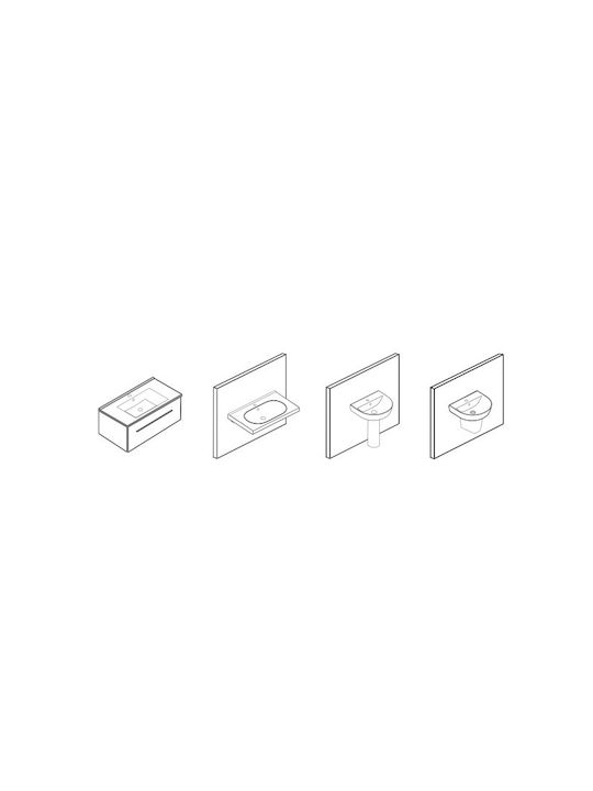 Cerastyle Duru 60 035100-u Επιτοίχιος Νιπτήρας Πορσελάνης 60x40cm Λευκός