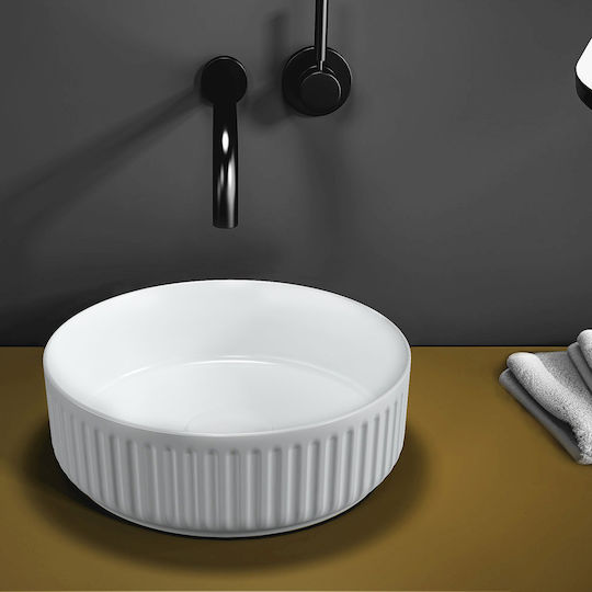 Bianco Ceramica Aufgesetztes Waschbecken Porzellan 36x36x12cm White