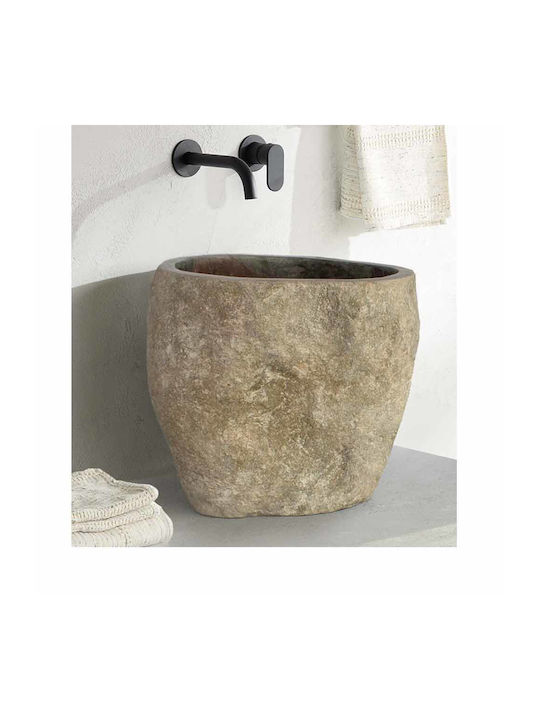 Fossil Bucket Riverstone Надеждна мивка Камък 40x40x50см Кафяв