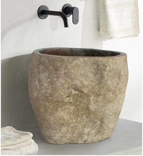 Fossil Bucket Riverstone Надеждна мивка Камък 40x40x50см Кафяв