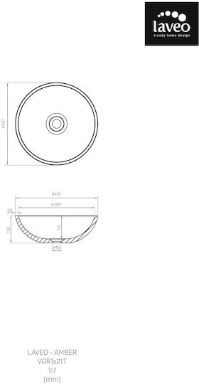 Laveo Επικαθήμενος Νιπτήρας Πορσελάνης 41x41cm Μαύρο