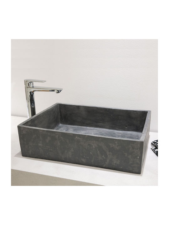 Tema Επικαθήμενος Νιπτήρας Πέτρινος 52x38x14cm Anthracite