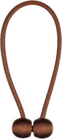 Decorative Curtain Tieback Wooden Beaded Brown Cord