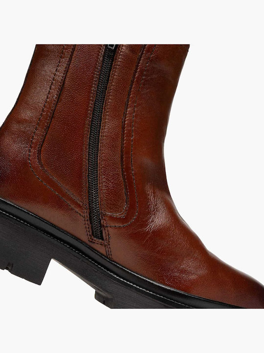 Leather Women's Ankle Boots Tabac Brown