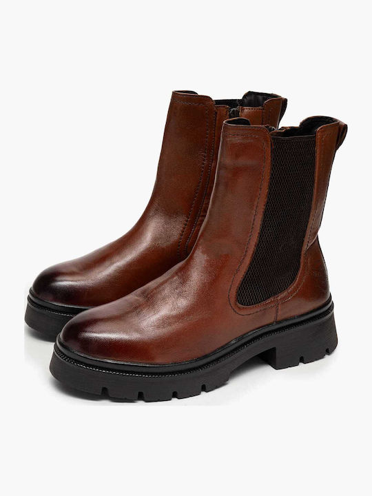 Leather Women's Ankle Boots Tabac Brown