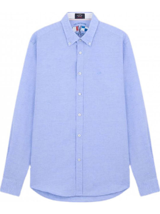 Langärmlig Leinen Hemd Hellblau
