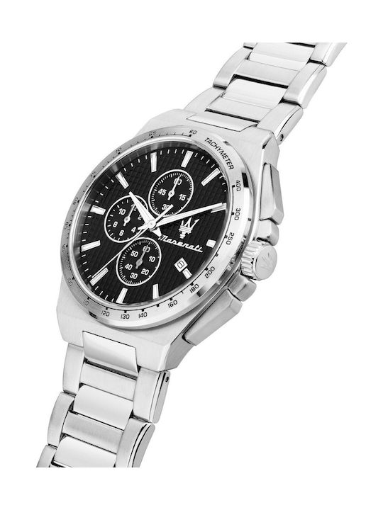 Maserati Ανδρικό Ρολόι 41mm Χρονογράφος Μπαταρίας με Λευκό Μεταλλικό Μπρασελέ