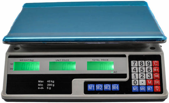 Electronic Retail Scale with Weighing Capacity of 40kg and Division 5gr