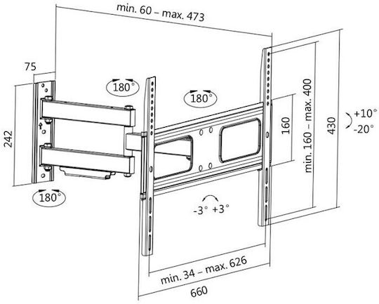 LogiLink BP0019 Επιτοίχια έως 70" και 50kg