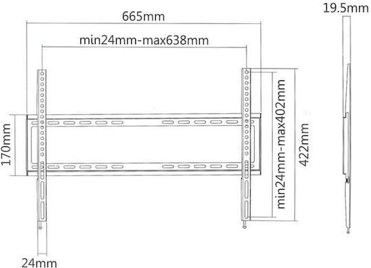 Superior Electronics SUPSTV015 Βάση Τηλεόρασης Τοίχου έως 70" και 35kg Μαύρο