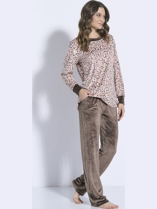 Jeannette Lingerie Χειμερινό Γυναικείο Σετ Πιτζάμας Εκρου
