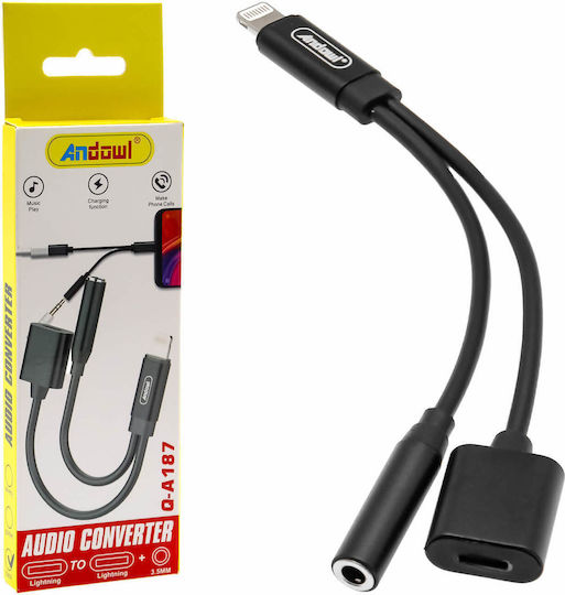 Andowl Q-A187 Converter Lightning male to 3.5mm / Lightning female 1pcs